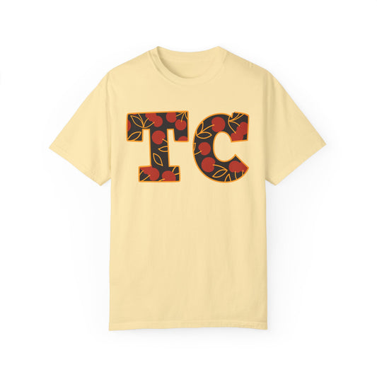 TC Cherry Patterned Unisex Garment-Dyed T-shirt
