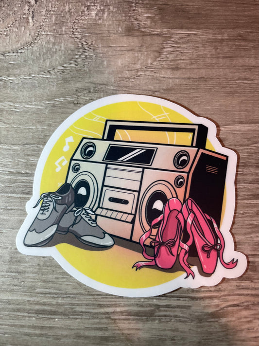 Denali & Co. Boom Box Dance Vinyl Sticker, 3" x 2.7"